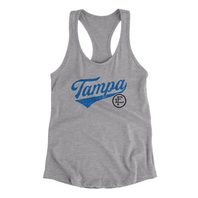 Tampa Vintage Script Women's Racerback Tank-Heather Grey-Allegiant Goods Co. Vintage Sports Apparel