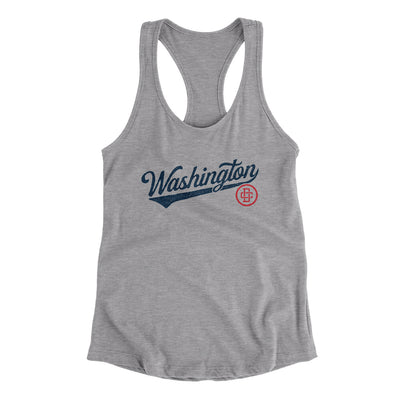 Washington Dc Vintage Script Women's Racerback Tank-Heather Grey-Allegiant Goods Co. Vintage Sports Apparel