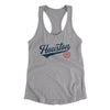 Houston Vintage Script Women's Racerback Tank-Heather Grey-Allegiant Goods Co. Vintage Sports Apparel