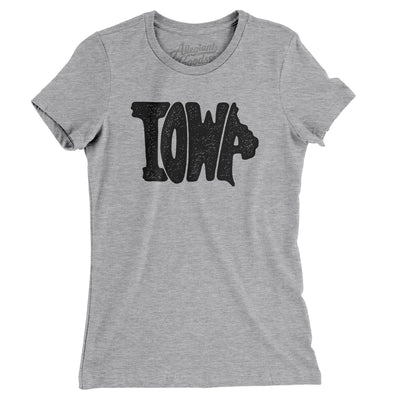 Iowa State Shape Text Women's T-Shirt-Heather Grey-Allegiant Goods Co. Vintage Sports Apparel