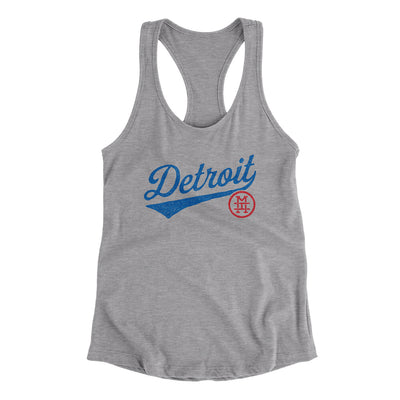 Detroit Vintage Script Women's Racerback Tank-Heather Grey-Allegiant Goods Co. Vintage Sports Apparel