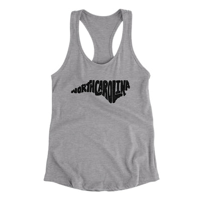 North Carolina State Shape Text Women's Racerback Tank-Heather Grey-Allegiant Goods Co. Vintage Sports Apparel