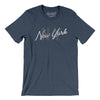 New York Ny Overprinted Men/Unisex T-Shirt-Heather Navy-Allegiant Goods Co. Vintage Sports Apparel