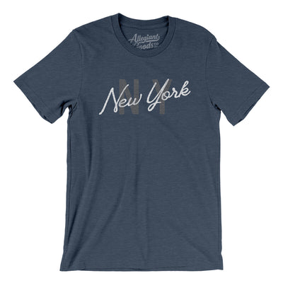 New York Ny Overprinted Men/Unisex T-Shirt-Heather Navy-Allegiant Goods Co. Vintage Sports Apparel