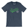 Seattle Vintage Script Men/Unisex T-Shirt-Heather Navy-Allegiant Goods Co. Vintage Sports Apparel