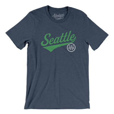 Seattle Vintage Script Men/Unisex T-Shirt-Heather Navy-Allegiant Goods Co. Vintage Sports Apparel