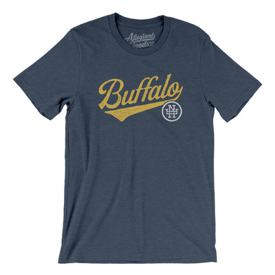 Buffalo Vintage Script Men/Unisex T-Shirt-Heather Navy-Allegiant Goods Co. Vintage Sports Apparel