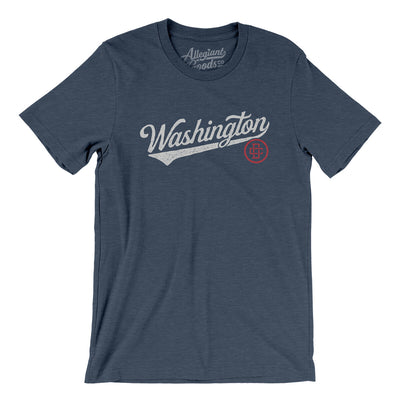 Washington Dc Vintage Script Men/Unisex T-Shirt-Heather Navy-Allegiant Goods Co. Vintage Sports Apparel