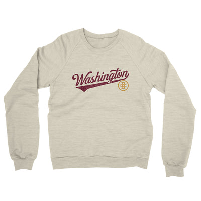 Washington Dc Vintage Script Midweight French Terry Crewneck Sweatshirt-Heather Oatmeal-Allegiant Goods Co. Vintage Sports Apparel