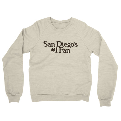 San Diego's Number 1 Fan Midweight French Terry Crewneck Sweatshirt-Heather Oatmeal-Allegiant Goods Co. Vintage Sports Apparel