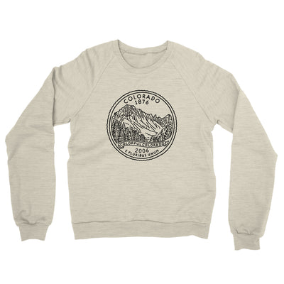 Colorado State Quarter Midweight French Terry Crewneck Sweatshirt-Heather Oatmeal-Allegiant Goods Co. Vintage Sports Apparel