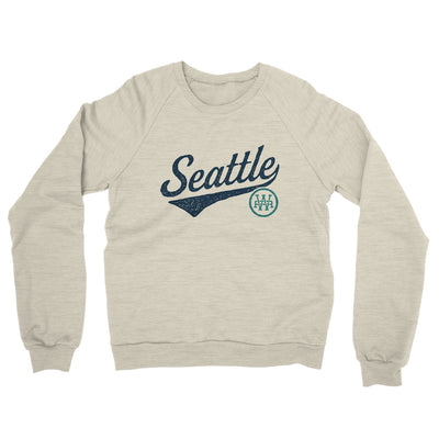 Seattle Vintage Script Midweight French Terry Crewneck Sweatshirt-Heather Oatmeal-Allegiant Goods Co. Vintage Sports Apparel