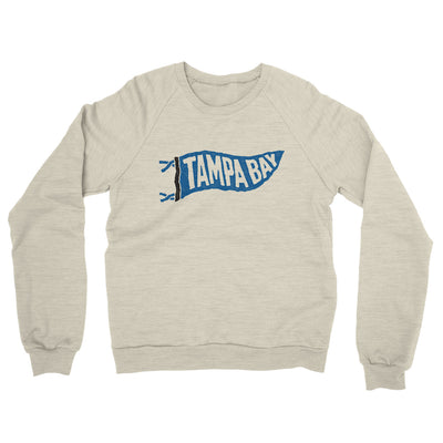 Tampa Bay Pennant Midweight French Terry Crewneck Sweatshirt-Heather Oatmeal-Allegiant Goods Co. Vintage Sports Apparel