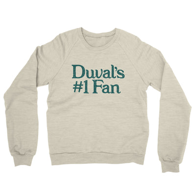 Duval's Number 1 Fan Midweight French Terry Crewneck Sweatshirt-Heather Oatmeal-Allegiant Goods Co. Vintage Sports Apparel