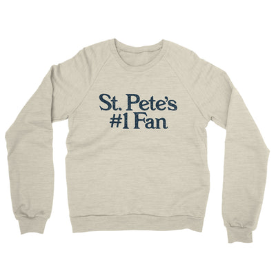 St Pete's Number 1 Fan Midweight French Terry Crewneck Sweatshirt-Heather Oatmeal-Allegiant Goods Co. Vintage Sports Apparel