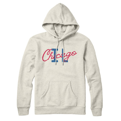 Chicago Illinois Overprinted Hoodie-Heather Oatmeal-Allegiant Goods Co. Vintage Sports Apparel