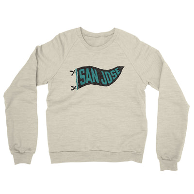 San Jose Pennant Midweight French Terry Crewneck Sweatshirt-Heather Oatmeal-Allegiant Goods Co. Vintage Sports Apparel