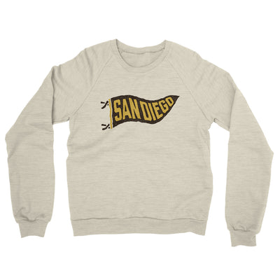 San Diego Pennant Midweight French Terry Crewneck Sweatshirt-Heather Oatmeal-Allegiant Goods Co. Vintage Sports Apparel