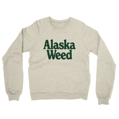 Alaska Weed Midweight French Terry Crewneck Sweatshirt-Heather Oatmeal-Allegiant Goods Co. Vintage Sports Apparel