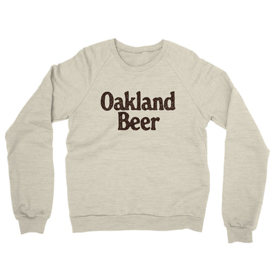 Oakland Beer Midweight French Terry Crewneck Sweatshirt-Heather Oatmeal-Allegiant Goods Co. Vintage Sports Apparel