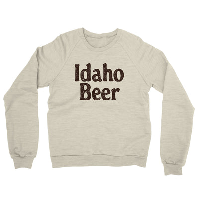 Idaho Beer Midweight French Terry Crewneck Sweatshirt-Heather Oatmeal-Allegiant Goods Co. Vintage Sports Apparel