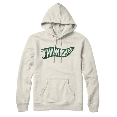 Milwaukee Pennant Hoodie-Heather Oatmeal-Allegiant Goods Co. Vintage Sports Apparel