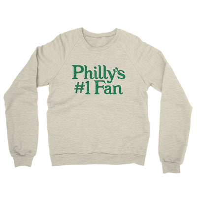 Philly's Number 1 Fan Midweight French Terry Crewneck Sweatshirt-Heather Oatmeal-Allegiant Goods Co. Vintage Sports Apparel