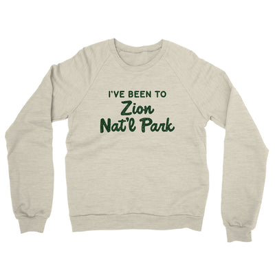 I've Been To Zion National Park Midweight French Terry Crewneck Sweatshirt-Heather Oatmeal-Allegiant Goods Co. Vintage Sports Apparel