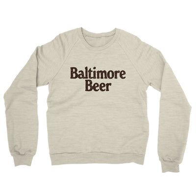 Baltimore Beer Midweight French Terry Crewneck Sweatshirt-Heather Oatmeal-Allegiant Goods Co. Vintage Sports Apparel