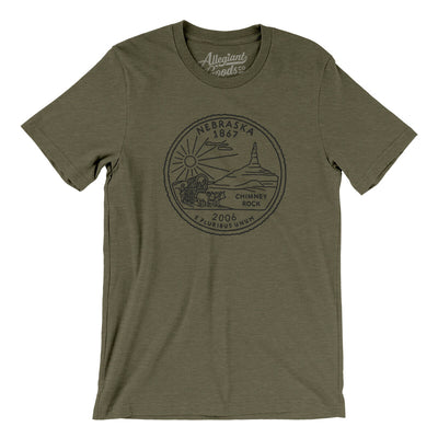 Nebraska State Quarter Men/Unisex T-Shirt-Heather Olive-Allegiant Goods Co. Vintage Sports Apparel