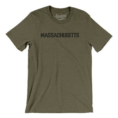 Massachusetts Military Stencil Men/Unisex T-Shirt-Heather Olive-Allegiant Goods Co. Vintage Sports Apparel