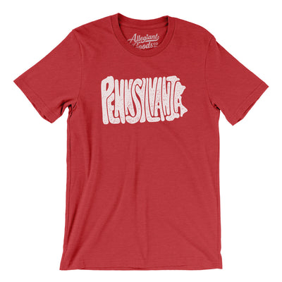 Pennsylvania State Shape Text Men/Unisex T-Shirt-Heather Red-Allegiant Goods Co. Vintage Sports Apparel