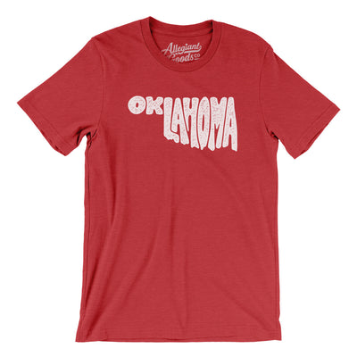 Oklahoma State Shape Text Men/Unisex T-Shirt-Heather Red-Allegiant Goods Co. Vintage Sports Apparel