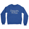 Detroit's Number 1 Fan Midweight French Terry Crewneck Sweatshirt-Heather Royal-Allegiant Goods Co. Vintage Sports Apparel