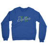 Dallas Tx Overprinted Midweight French Terry Crewneck Sweatshirt-Heather Royal-Allegiant Goods Co. Vintage Sports Apparel