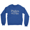 Philly's Number 1 Fan Midweight French Terry Crewneck Sweatshirt-Heather Royal-Allegiant Goods Co. Vintage Sports Apparel