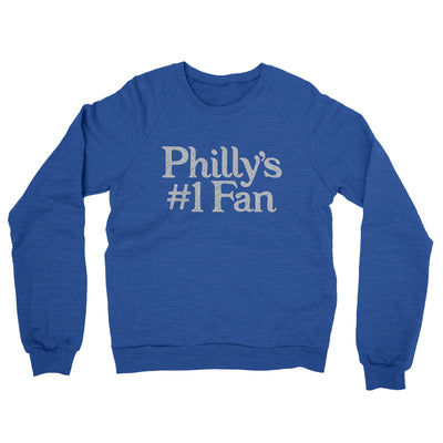 Philly's Number 1 Fan Midweight French Terry Crewneck Sweatshirt-Heather Royal-Allegiant Goods Co. Vintage Sports Apparel