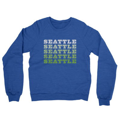 Seattle Repeat Midweight French Terry Crewneck Sweatshirt-Heather Royal-Allegiant Goods Co. Vintage Sports Apparel