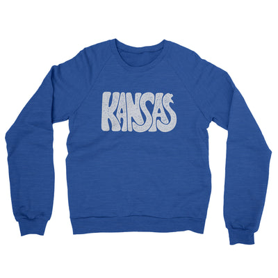 Kansas State Shape Text Midweight French Terry Crewneck Sweatshirt-Heather Royal-Allegiant Goods Co. Vintage Sports Apparel