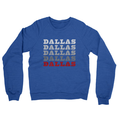 Dallas Repeat Midweight French Terry Crewneck Sweatshirt-Heather Royal-Allegiant Goods Co. Vintage Sports Apparel