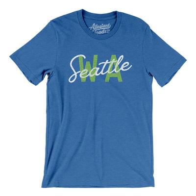 Seattle Wa Overprinted Men/Unisex T-Shirt-Heather True Royal-Allegiant Goods Co. Vintage Sports Apparel