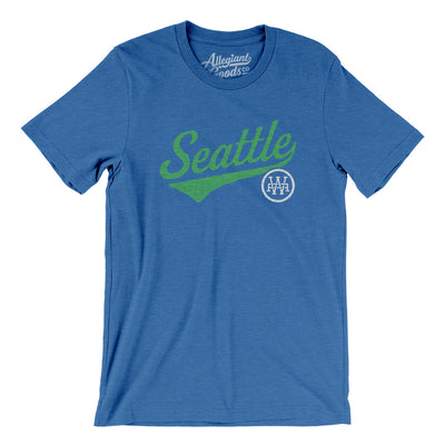 Seattle Vintage Script Men/Unisex T-Shirt-Heather True Royal-Allegiant Goods Co. Vintage Sports Apparel