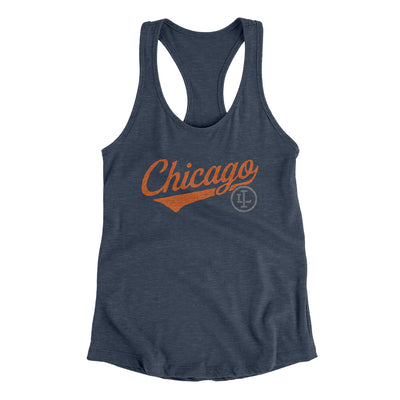 Chicago Vintage Script Women's Racerback Tank-Indigo-Allegiant Goods Co. Vintage Sports Apparel