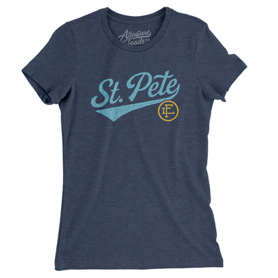 St Pete Vintage Script Women's T-Shirt-Indigo-Allegiant Goods Co. Vintage Sports Apparel