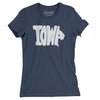 Iowa State Shape Text Women's T-Shirt-Indigo-Allegiant Goods Co. Vintage Sports Apparel