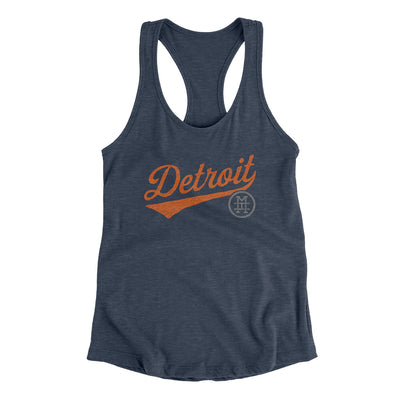 Detroit Vintage Script Women's Racerback Tank-Indigo-Allegiant Goods Co. Vintage Sports Apparel