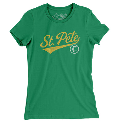 St Pete Vintage Script Women's T-Shirt-Kelly Green-Allegiant Goods Co. Vintage Sports Apparel