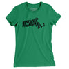 Massachusetts State Shape Text Women's T-Shirt-Kelly Green-Allegiant Goods Co. Vintage Sports Apparel