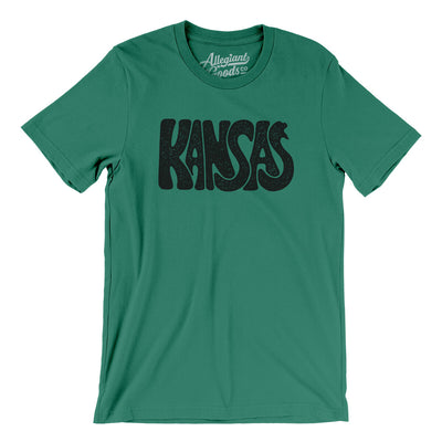 Kansas State Shape Text Men/Unisex T-Shirt-Kelly-Allegiant Goods Co. Vintage Sports Apparel