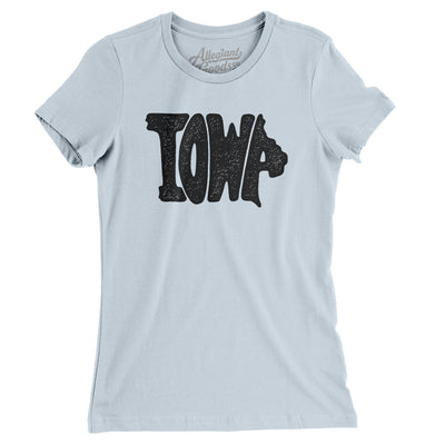 Iowa State Shape Text Women's T-Shirt-Light Blue-Allegiant Goods Co. Vintage Sports Apparel